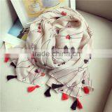 Hot Selling New Design Fashoin Loving Heart Voile Scarf Big Shawl Long Style With Tassel thumbnail-2