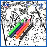 2016 New style flocked cloth coloring book set with 6pcs water color pen for kids                        
                                                Quality Choice