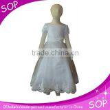Elegant Satin White Vintage Flower Girls Dress thumbnail-1