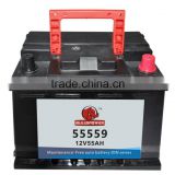 High quality Car battery 55559 DIN Standard 12v 55ah/car battery din 55