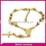 top selling18k gold plated stainless steel wholesale rosary bracelets