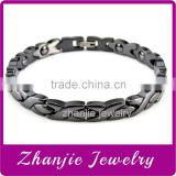 High Quality Black Color Ceramic Stainless Steel Bracelet, Mens Ceramic Bio Magnetic Bracelet Made In China