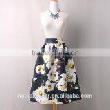 Modern Women Pattern Midi Length Skirt Floral Printed A Line Knee Length Skirt PH-9218 thumbnail-3