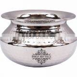 IndianArtVilla Stainless Steel Handmade Hammered Punjabi Handi 400 ML - Serving Dishes Indian Foods Home Hotel Restaurant Table