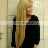 Extra Long Blonde Straight Hair With Braid Wig VLB thumbnail-1