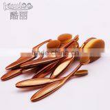 Professional Cosmetic Gold 10pcs Makeup Oval Brush Set With Retail Box thumbnail-4
