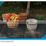 Garden decorative wooden barrel planter