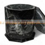 NATURAL STONE BLACK ZEBRA MARBLE URNS thumbnail-2