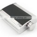 4 OZ Flagon With Black Twill Leather Hip Flask thumbnail-4