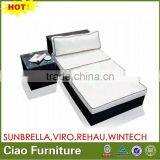 Water Resistant Outdoor Beach Daybed Synthetic Rattan Sunbath Chair Lounge thumbnail-1