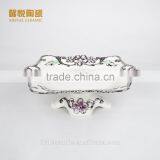 Stock Ceramic Candy Dish Golden ,ceramic Plate ,silver Golden Fruit Tray thumbnail-2