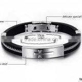 2017 Best Seller Gift Men Stainless Steel Silicone Bracelet thumbnail-4