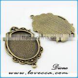Oval Setting Tray Blanks Pendants ,Antique Style Metal Setting,Cameo Setting Charm Pendant thumbnail-1