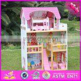 2016 Luxurious Children Big Wooden Dollhouse Kits W06A163-S thumbnail-2