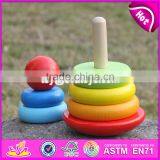 2017 New Design Colorful Rainbow Town Kids Wooden Stacking Rings Toy W13D136 thumbnail-6