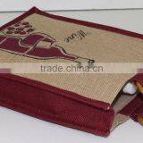 Strong Bag for Three Wine Bottles Jute Bag With Window -promotional Wholesale Custom Three Bottle Wine Bag thumbnail-4
