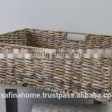 Rectangle Water Hyacinth Basket With Handles thumbnail-1