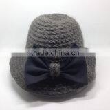 Fleece Crocheted Knit / Knitted Cap With Bowknot thumbnail-1