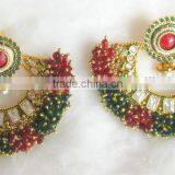 Anarkali Bollywood Beads Polki RAM LEELA Gold Tone Dangler EARRINGS thumbnail-6