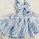 2017 New Arrival Baby Clothes Wholesale Hot Sale Cotton Cheap Clothing Children's Boutique Sleeveless Summer Blue Color Dress thumbnail-4