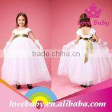 Baby Girls White Party Wedding Elegant Short Sleeves Maxi Dresses thumbnail-4