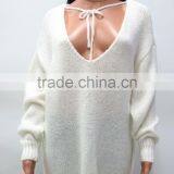 Runwaylover New Design 2017 Ladies Fashion Backless Wool Pullover Sweaters thumbnail-1