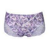 Ladies Satin Hi - Cut Brief Plus Size Panties with High waist , Floral Pattern