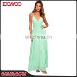 New Summer Casual Women Long Halter Slip Dress Chiffon New Style Sexy Pleat Maxi Dress thumbnail-2
