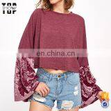 Wholesale Crewneck Sweatshirt Plain Sweatshirt Custom Velvet Bell Sleeve Mixed Top thumbnail-2