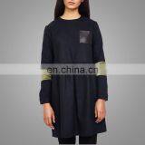 China Suppliers OEM Service With Wholesale Price Black Stitching Coat Girl's Wear Europe Loose Tops thumbnail-2