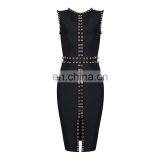 2017 Fashion Black Sleeveless O Neck Vent Heavy Beading Beauty Party Dresses thumbnail-1