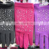 Imitate wool winter gloves with crystal