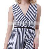 Belle Poque Stripe Pattern Stripped Sleeveless V-Neck A-Line Dress Retro Vintage 50s BP000308-1 thumbnail-5