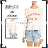 Wholesale Women Clothes Crewneck Long Sleeves Printed Design Ladies Tops