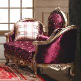 OE-FASHION Factory Price Gold Wooden Frame Classic Red Velvet Sofas thumbnail-4