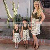 Mommy and me clothes Casual Cactus Print V-Neck Mother daughter dresses Vestidos mae e filha Family Look Mom and daughter dress