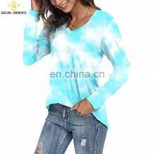 95% Cotton 5% Spandex Hot New Women T Shirts Long Sleeve Colorful Loose Casual Tie Dye T Shirts thumbnail-3