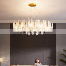 Hotel Villa Project Decorative Lighting White Glass Leaves Luxury Crystal Chandelier Post Modern Ceiling Pendant Lamp thumbnail-4