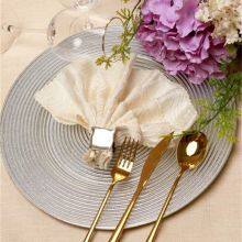 Classical Cheap 13 Inches Silver Rimmed Glass Under Plates Wedding Decorative Charger Plates thumbnail-3