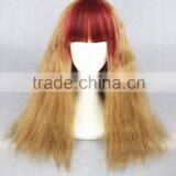 Medium 50cm Red Gold Mixed Curly Cosplay Lolita Synthetic Women Party Wig thumbnail-2