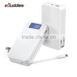 Built-in Cable 6000mAh Power Bank USB Cell Phone Portable Charger With LCD Indicator Display Screen