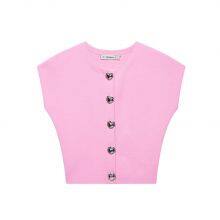 2025 Spring/Summer Sweet Sleeveless Vest Wholesale Women's Knitted Short Top thumbnail-1