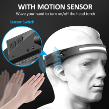 BSG-200 Motion Sensor LED Headlamp USB-C Rechargeable, 350 Lumen, IPX4 Waterproof, 5 Light Modes for Running/Camping