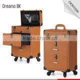 Alibaba golden factory supplier OEM trolley makeup artist case with wheels rolling