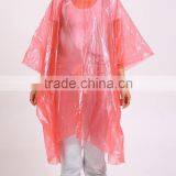 PE Plastic Hooded Red Disposable Rain Poncho thumbnail-1