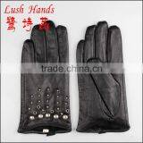 2016 Popular Women Genuine Leather Gloves With Metal Rivets and Knuckle Holes thumbnail-1