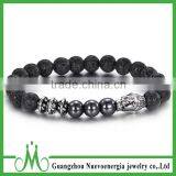 Wholesale Custom 8mm Lava Bead Bracelet Jewelry for Men Fashion Silver Buddha Bracelet thumbnail-1