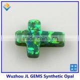 Synthetic OP11 Kiwi Green Cross Opal Gem With a Drilled Hole thumbnail-3