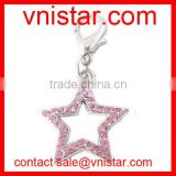 Wholesale Vnistar pink crystal five-pointed star chams lobster clasp charm for bracelets necklaces size about 20mm TC021