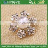 Wholesale Gold Flower Rhinestone Button With a Center Pearl 15775-2 thumbnail-1